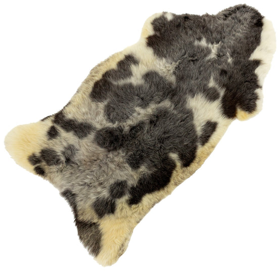 Short Wool Black with Gray and White Pattern Sheepskin