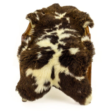 Short Wool Brown w White Pattern Sheepskin
