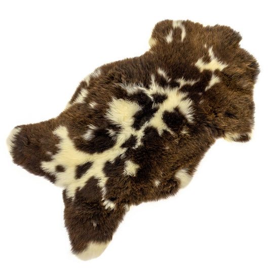 Short Wool Brown w White Pattern Sheepskin