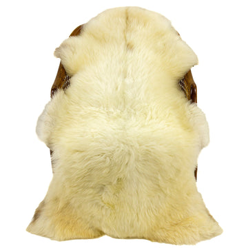 Large Short Wool Ivory White w Pattern Sheepskin