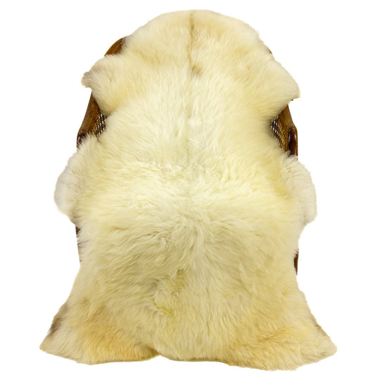Large Short Wool Ivory White w Pattern Sheepskin
