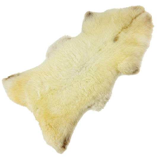 Large Short Wool Ivory White w Pattern Sheepskin