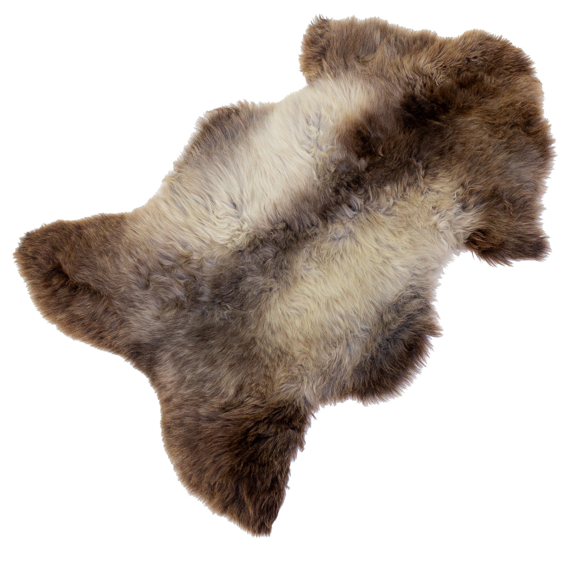 Short Wool Soft Silver and Gray w Brown Sheepskin