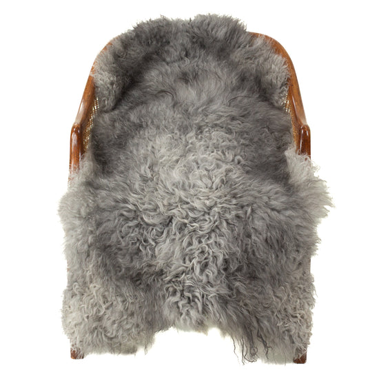 Silver w Gray Soft Long Some Curly Hair Swedish Sheepskin