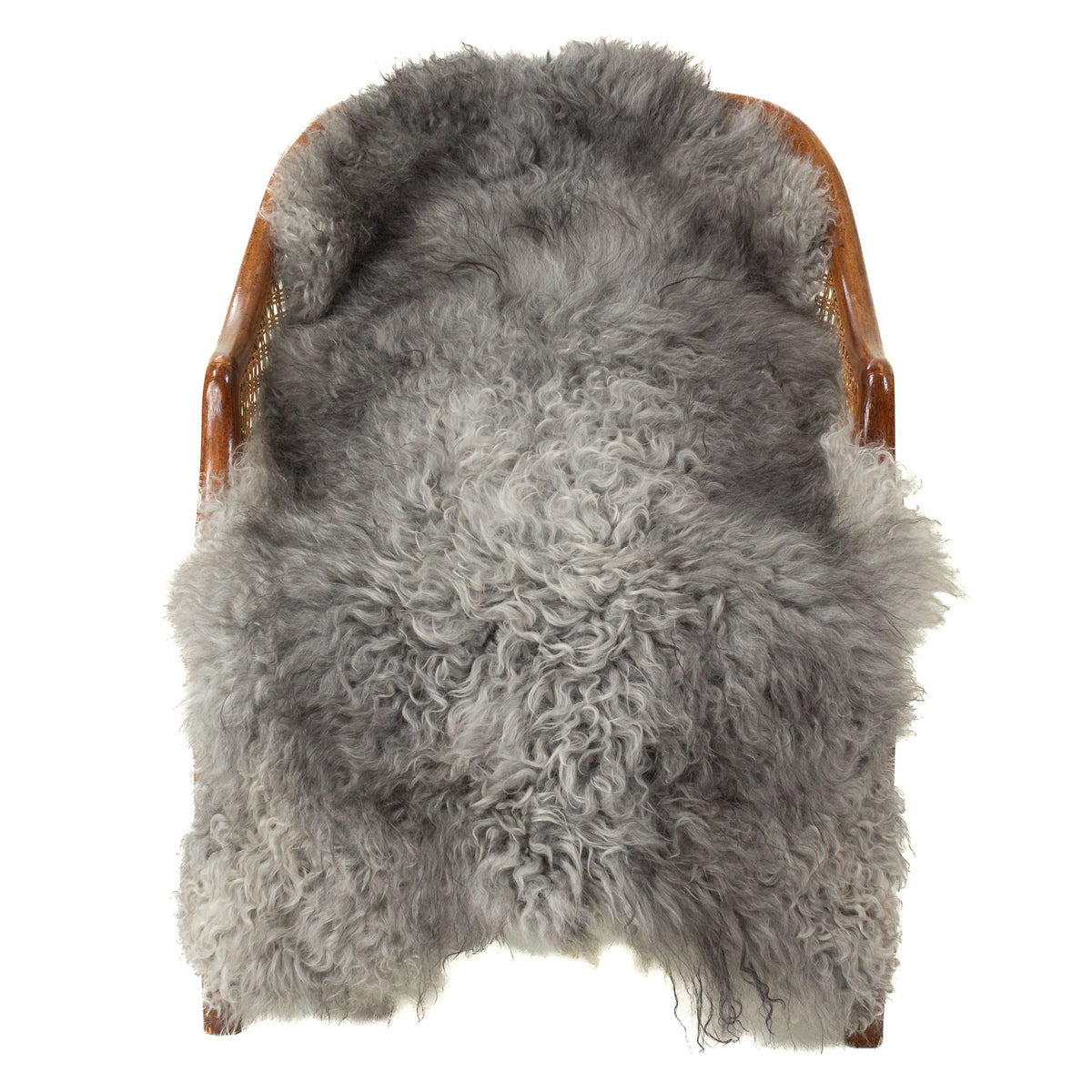 Silver w Gray Soft Long Some Curly Hair Swedish Sheepskin