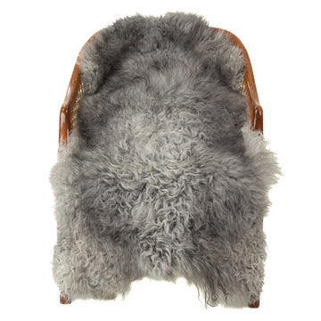 Silver w Gray Soft Long Some Curly Hair Swedish Sheepskin