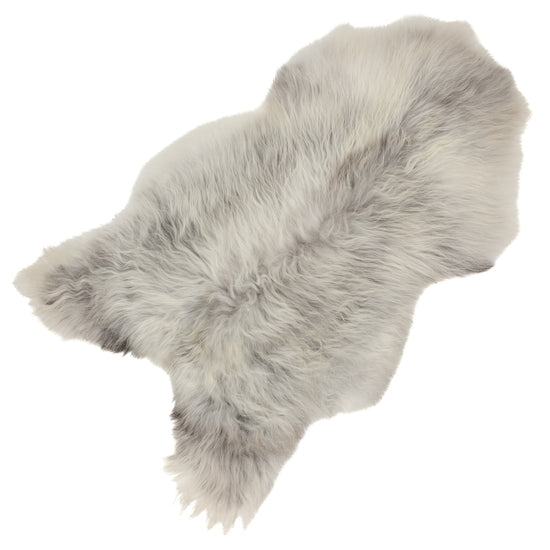 Silver White w Gray Icelandic Sheepskin Rug