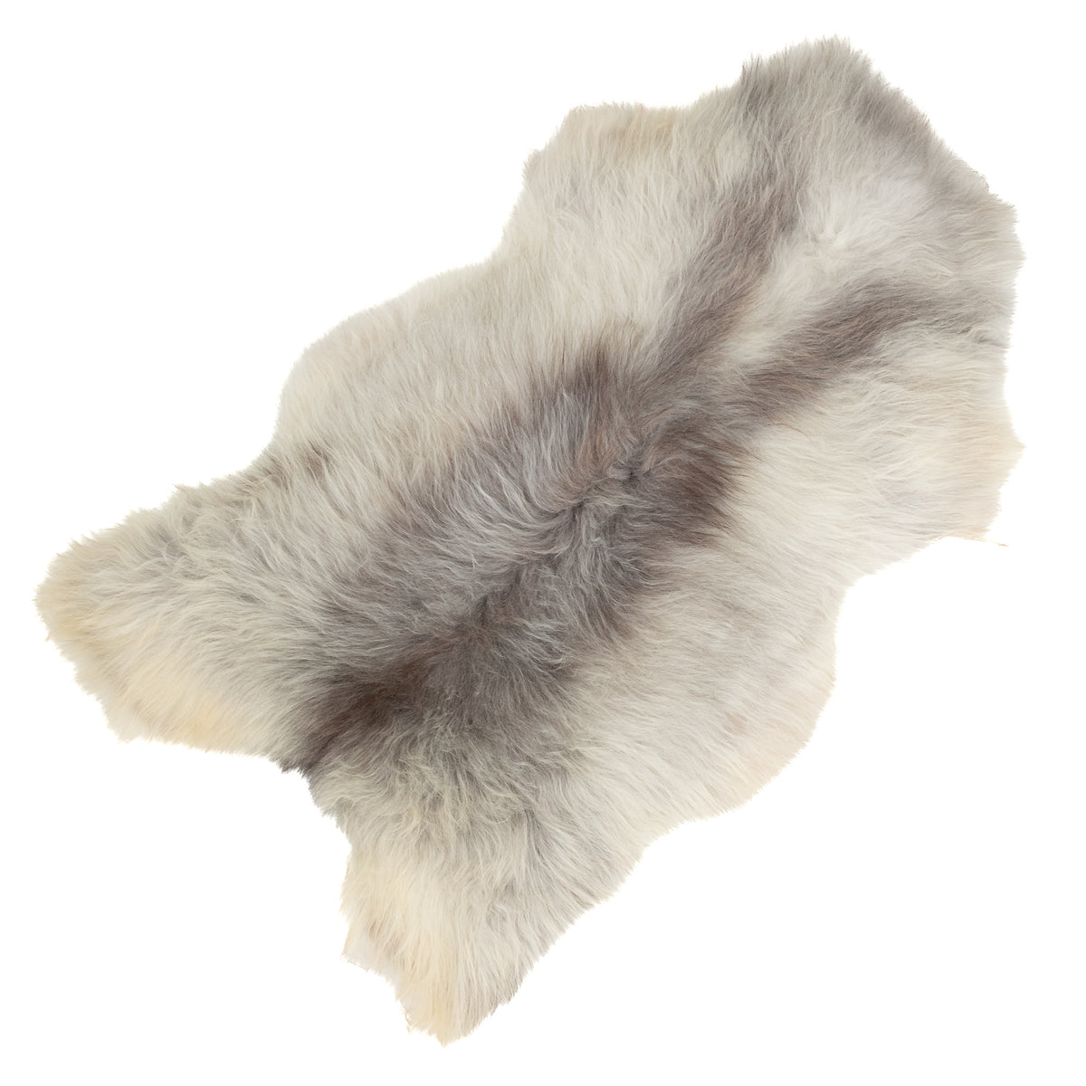 Silver White w Gray Icelandic Sheepskin Rug
