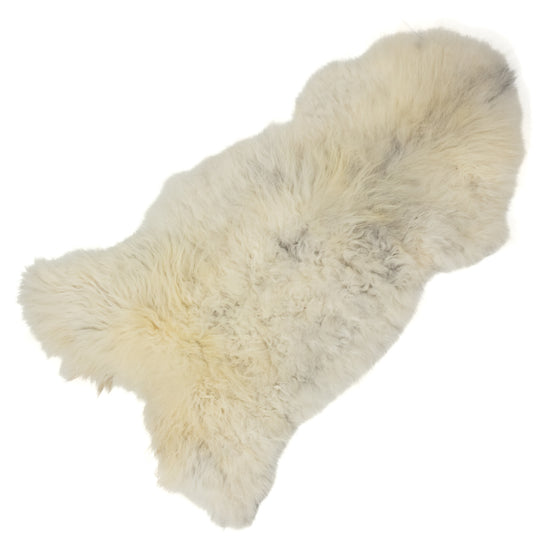 Silver White w Gray Long Wool Swedish Sheepskin Rug