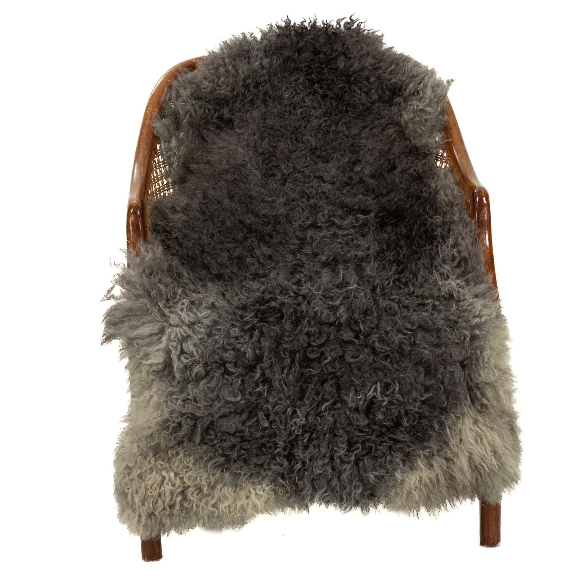 Soft Black to Gray Long Curls Gotland Sheepskin
