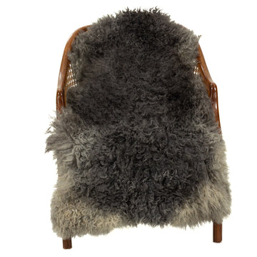 Soft Black to Gray Long Curls Gotland Sheepskin