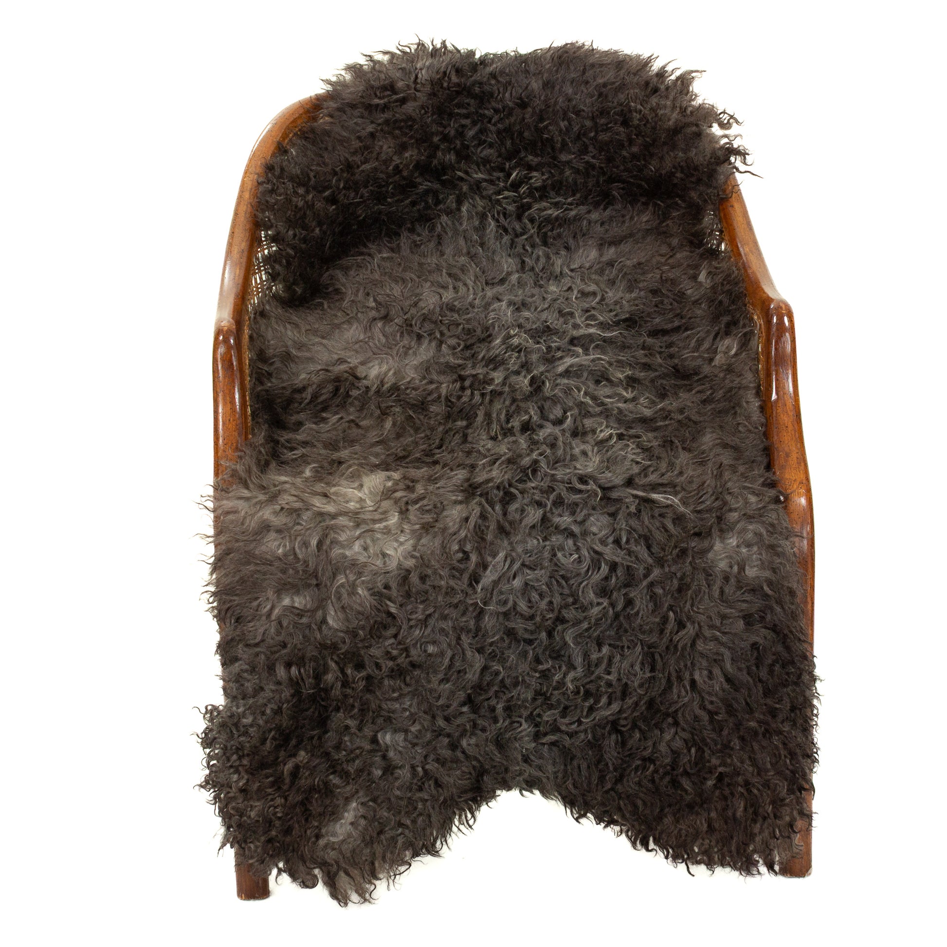 Soft Black w Gray Long Curls Gotland Sheepskin