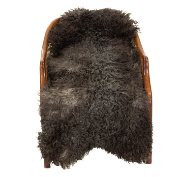 Soft Black w Gray Long Curls Gotland Sheepskin