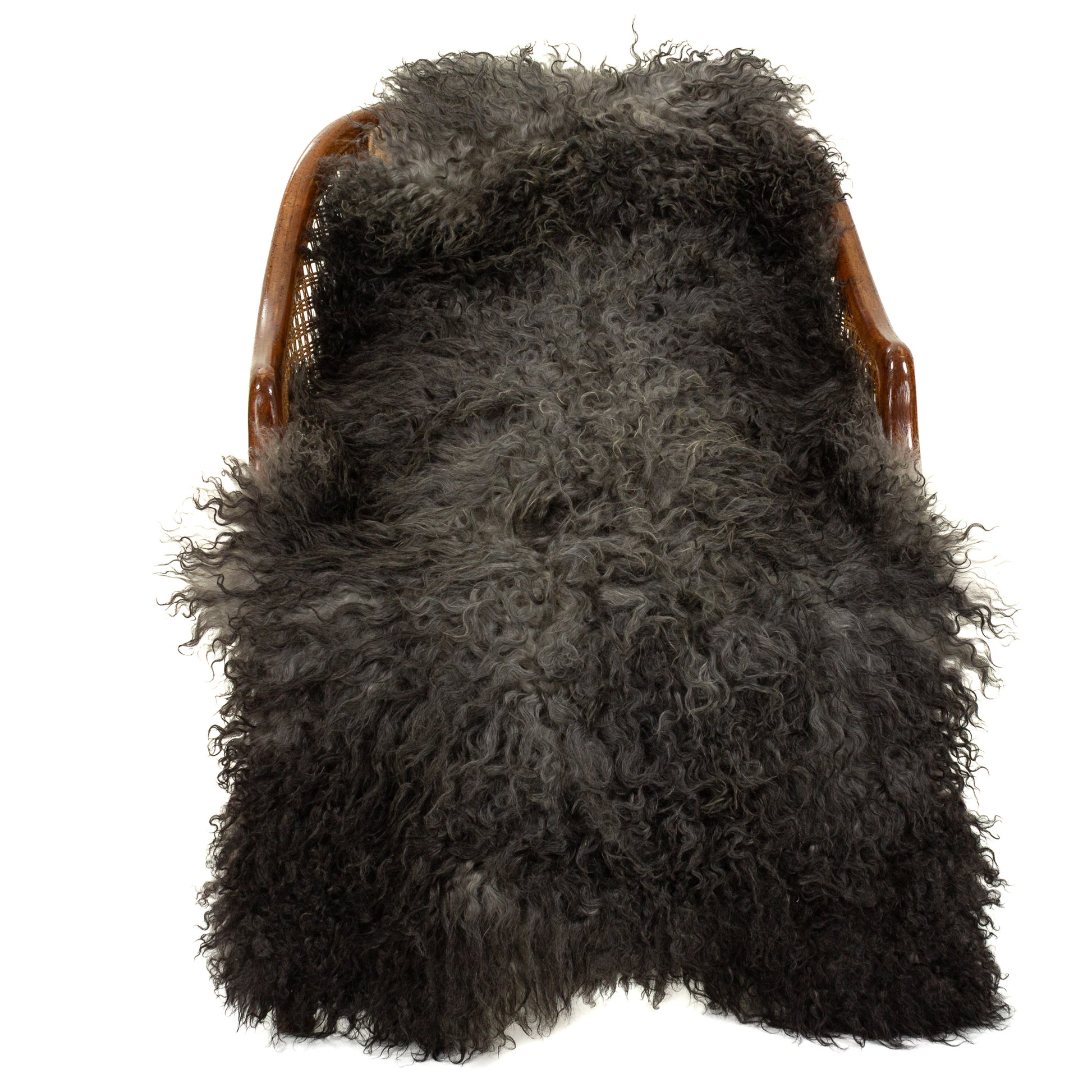 Soft Black and Gray Long Curls Gotland Sheepskin