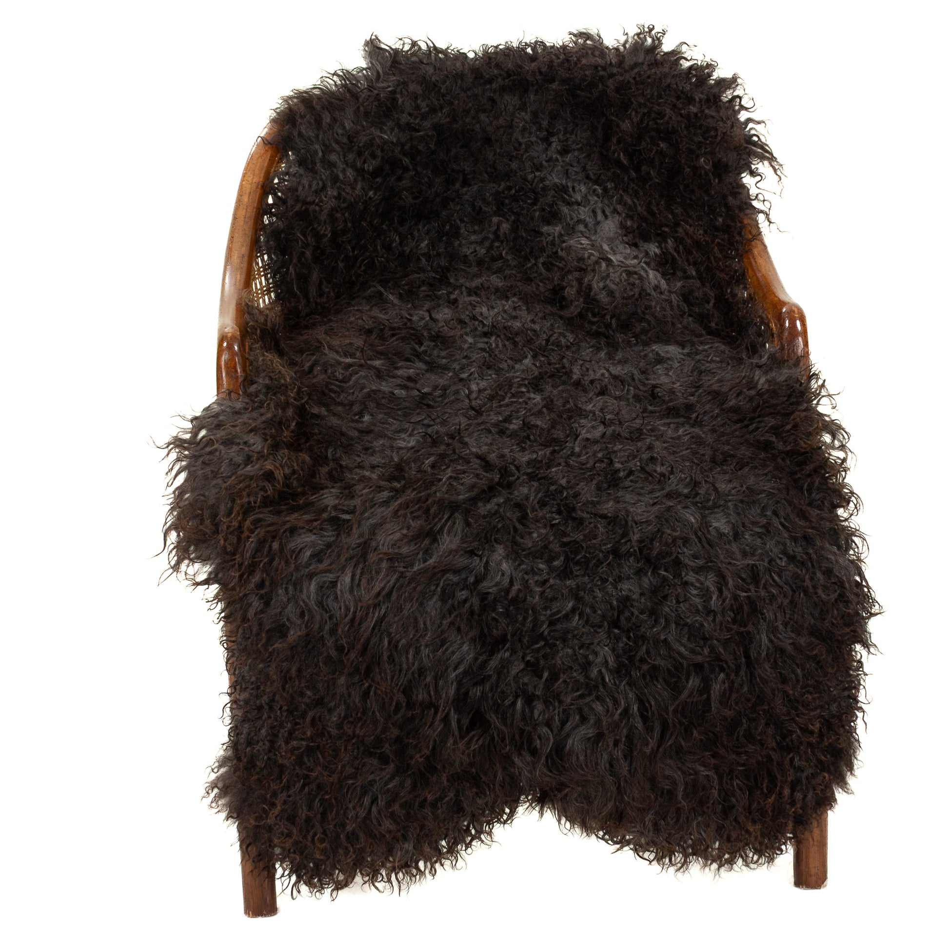 Soft Black w Some Gray Long Curls Gotland Sheepskin