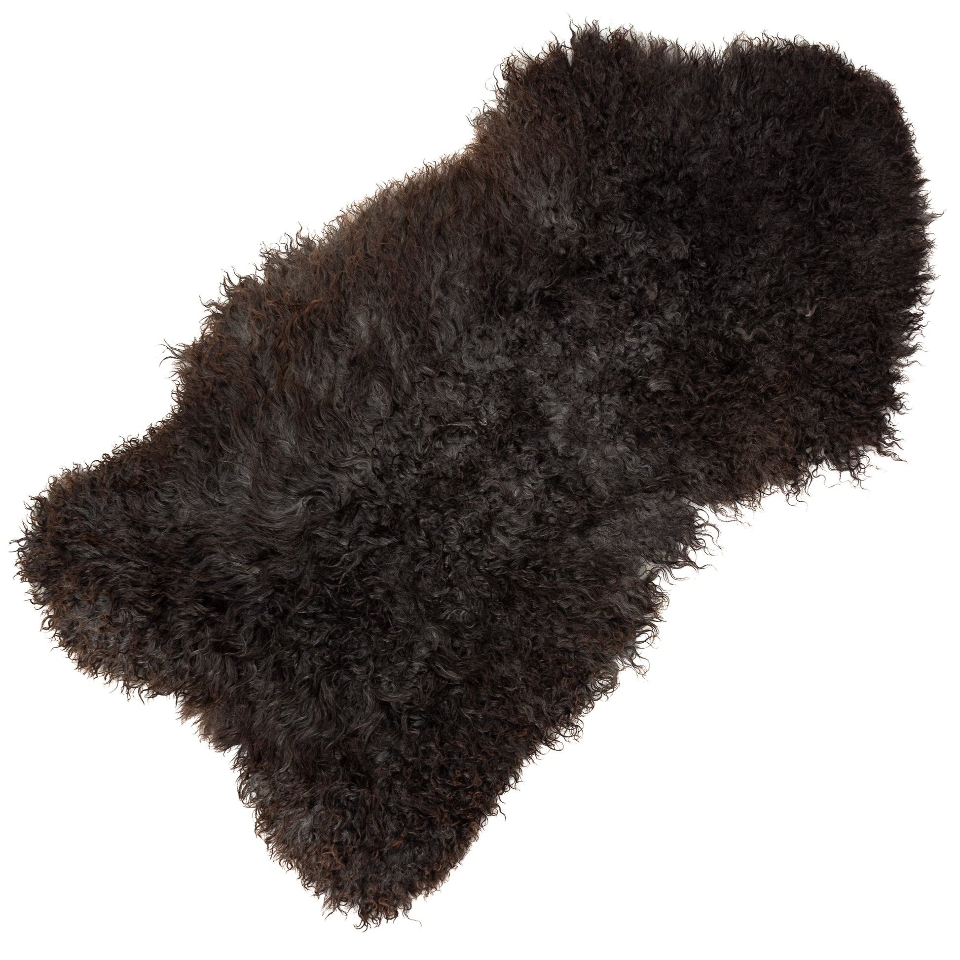 Soft Black w Some Gray Long Curls Gotland Sheepskin Rug
