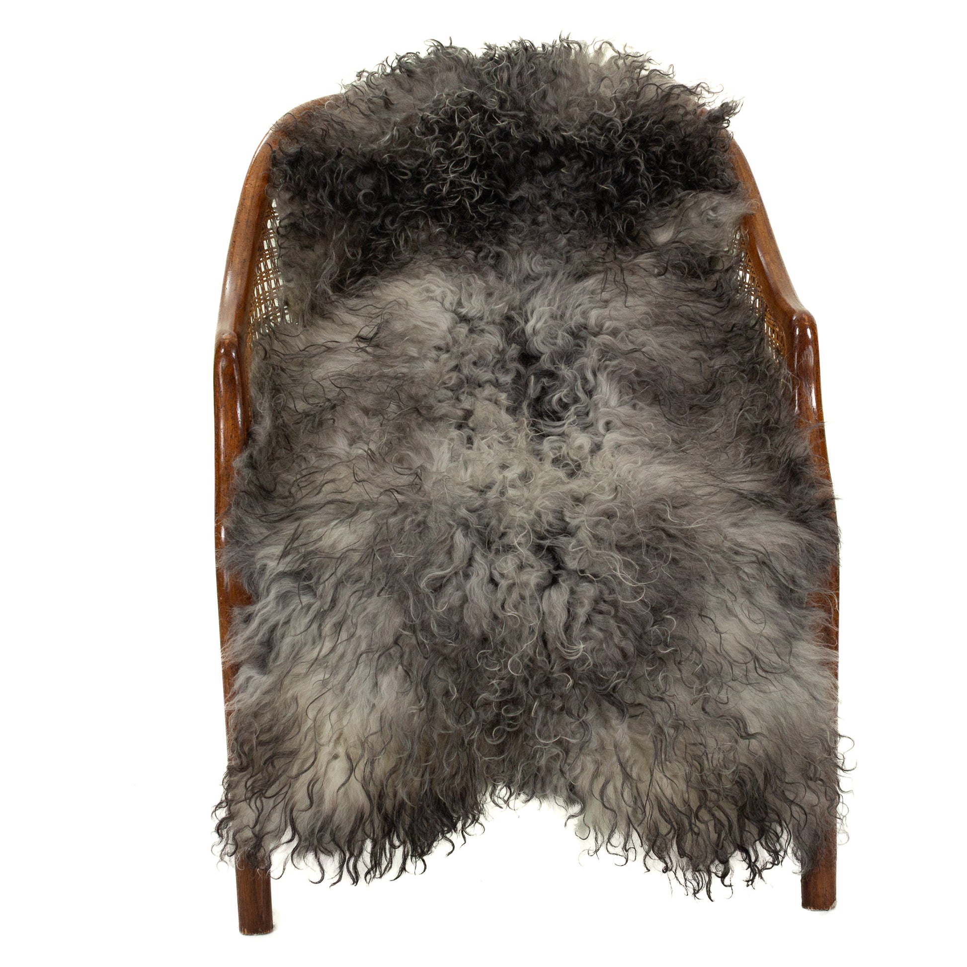 Soft Black Gray White Long Wavy Curls Gotland Sheepskin