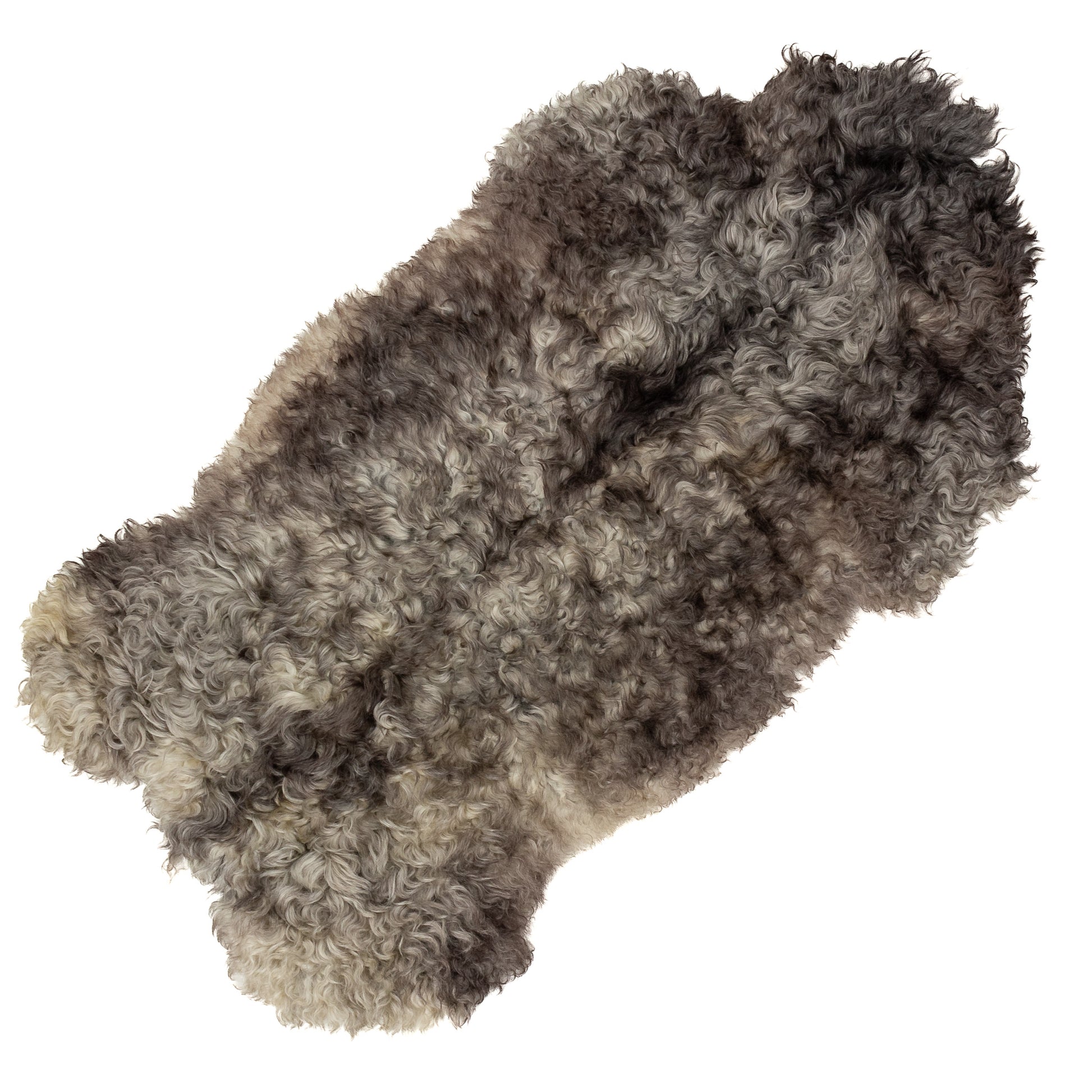 Soft Black White Mix Short Wavy Curls Gotland Sheepskin Rug
