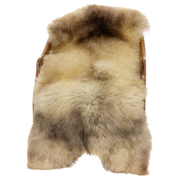 Soft Cushy Ivory Brown Gray Mix Long Wool Swedish Sheepskin