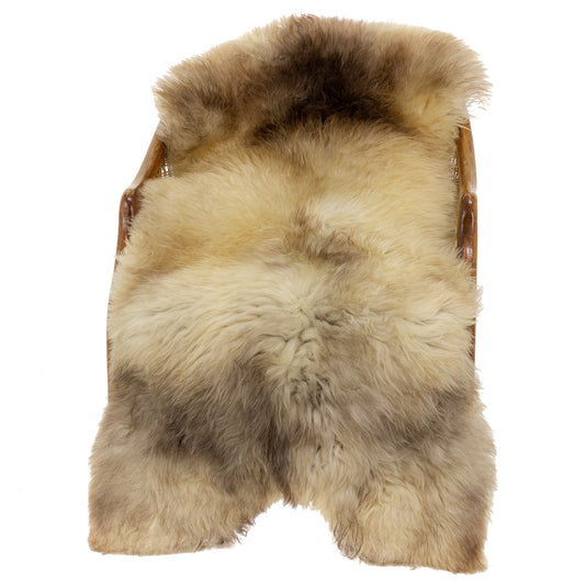 Soft Cushy Ivory Brown Gray Mix Long Wool Swedish Sheepskin