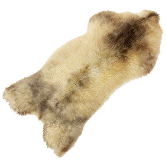 Soft Cushy Ivory Brown Gray Mix Long Wool Swedish Sheepskin