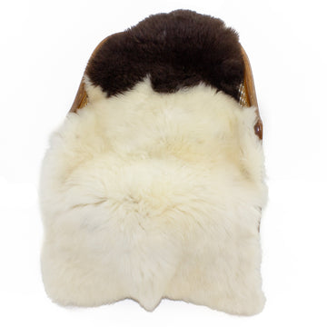 Large Soft Cushy White w Dark Piebald Swedish Sheepskin