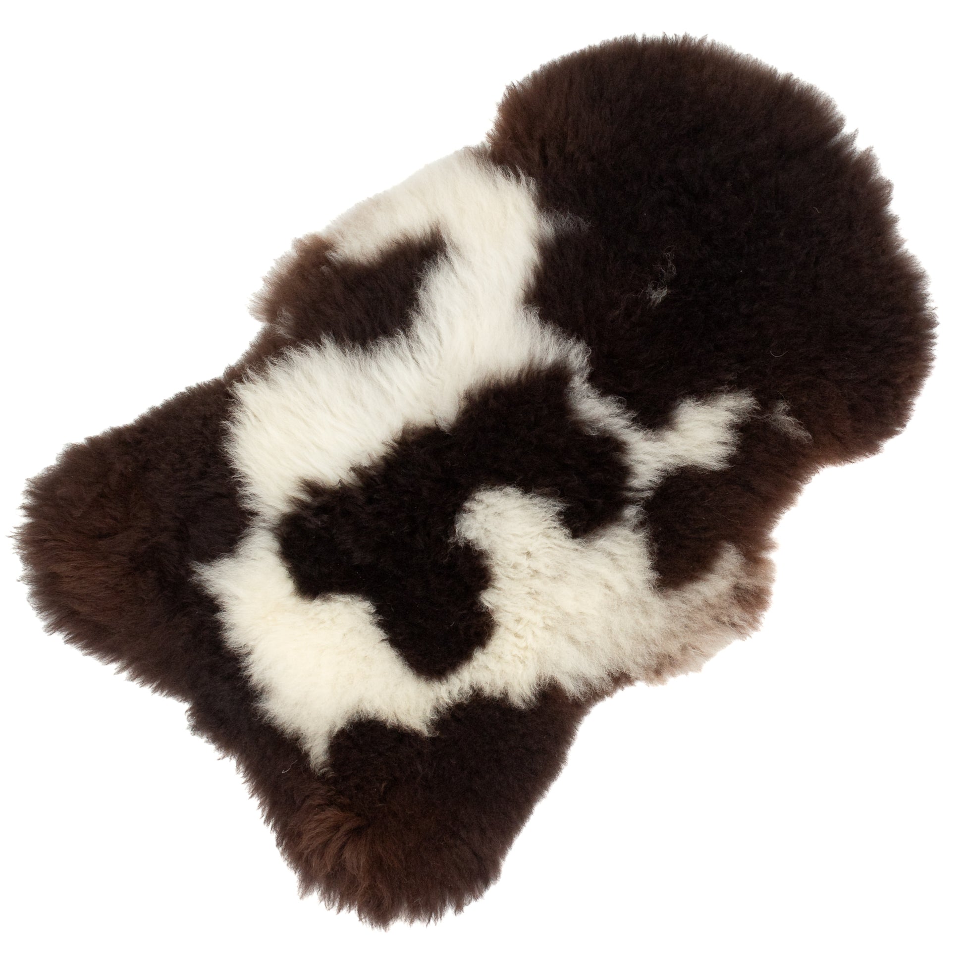 Soft Wool Dark Brown Ivory White Swedish Sheepskin Rug