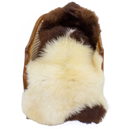 Large Soft Dark Ivory w Brown Swedish Sheepskin