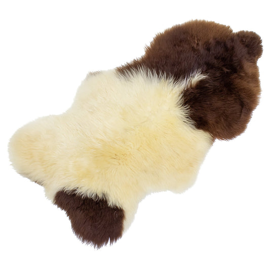 Large Soft Dark Ivory w Brown Swedish Sheepskin