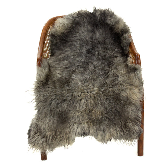 Soft Gray Black White Mix Long Wavy Curls Gotland Sheepskin