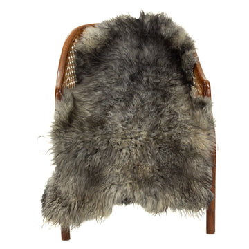 Soft Gray Black White Mix Long Wavy Curls Gotland Sheepskin
