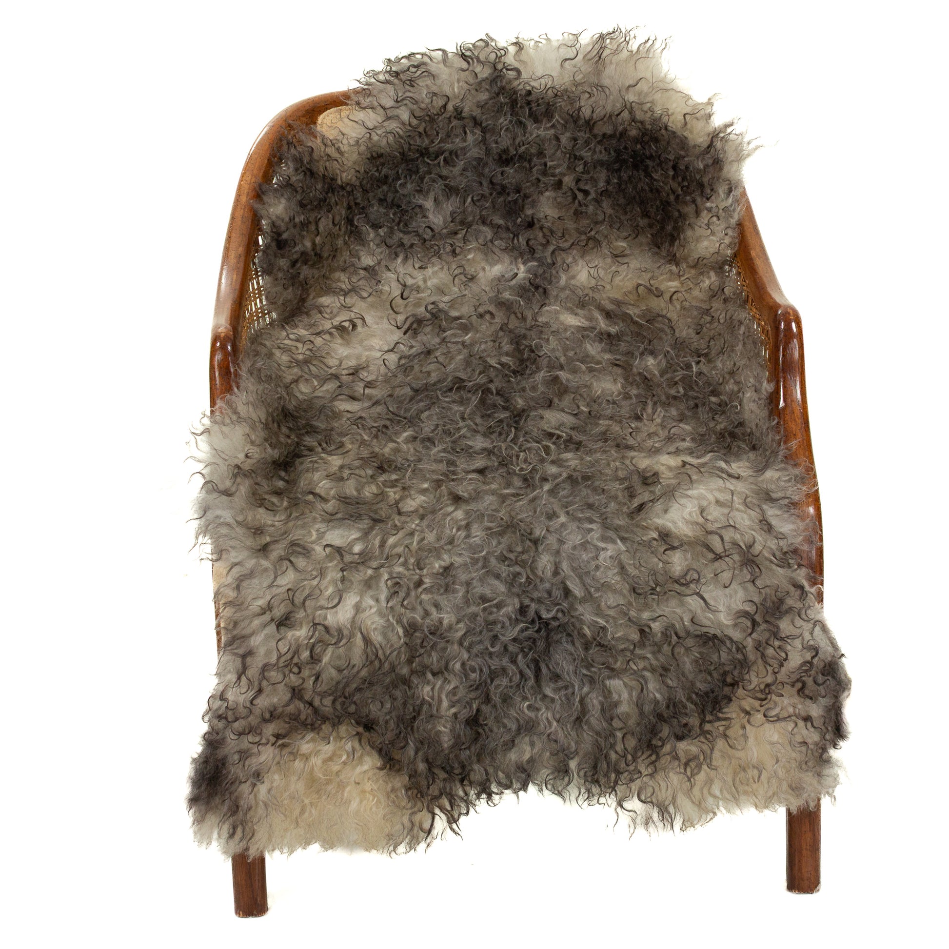 Soft Gray Black White Mix Long Wavy Curls Gotland Sheepskin