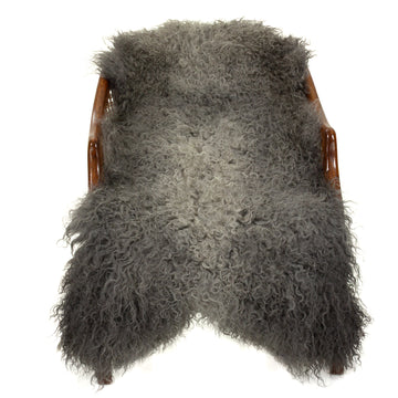 Soft Gray Long Curls Gotland Sheepskin