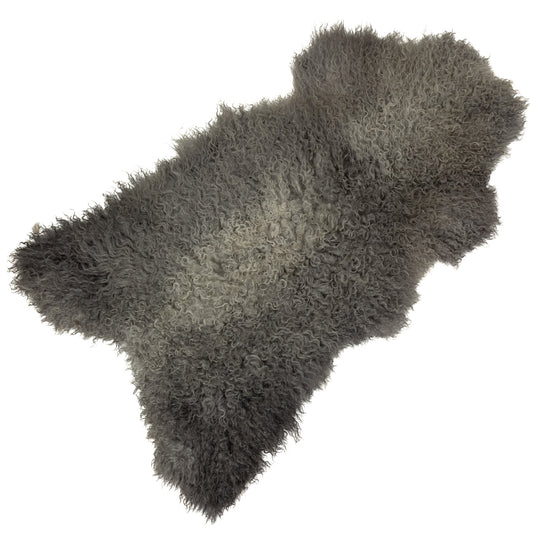 Soft Gray Long Curls Gotland Sheepskin Rug
