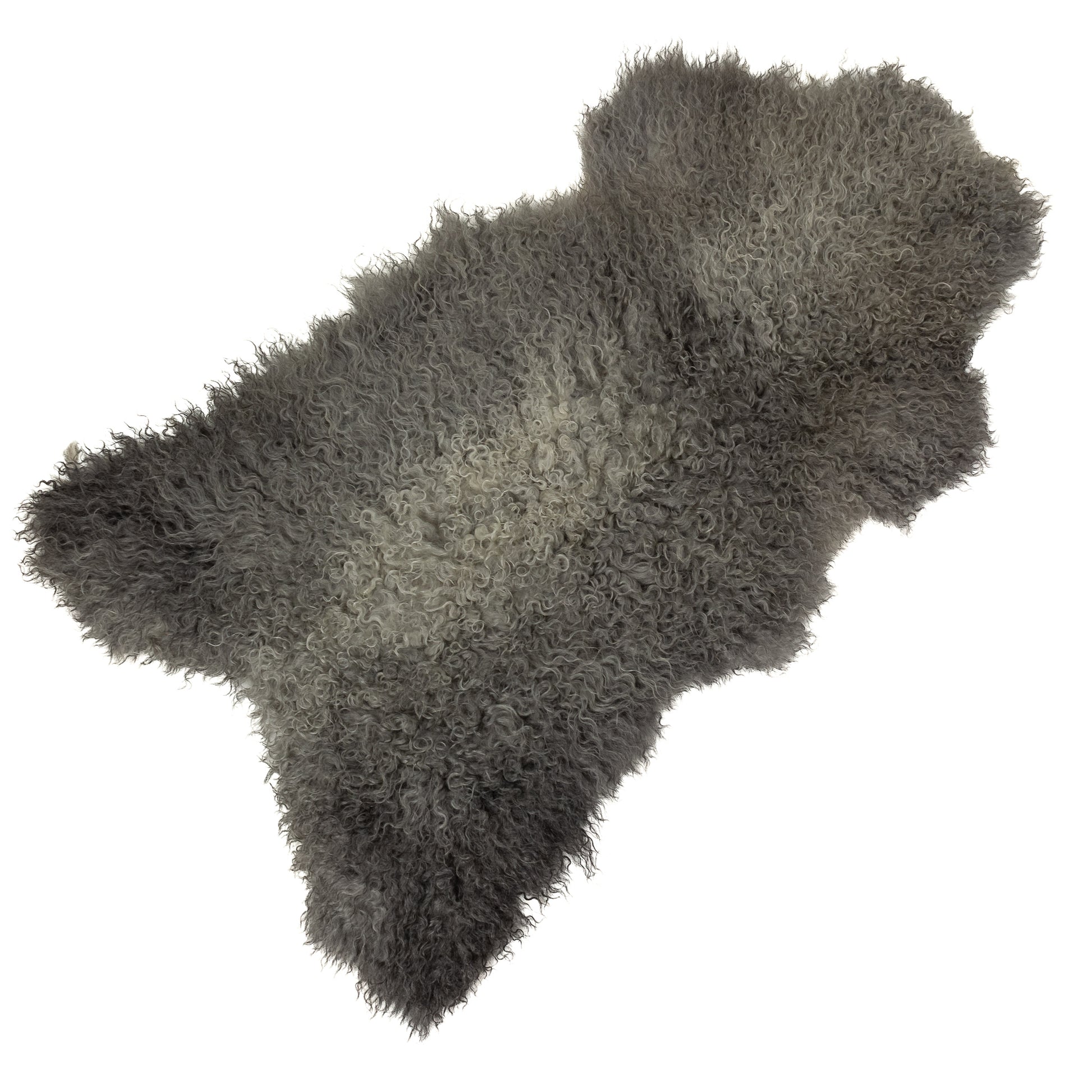 Soft Gray Long Curls Gotland Sheepskin Rug