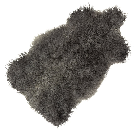 Soft Gray Long Curls Gotland Sheepskin Rug