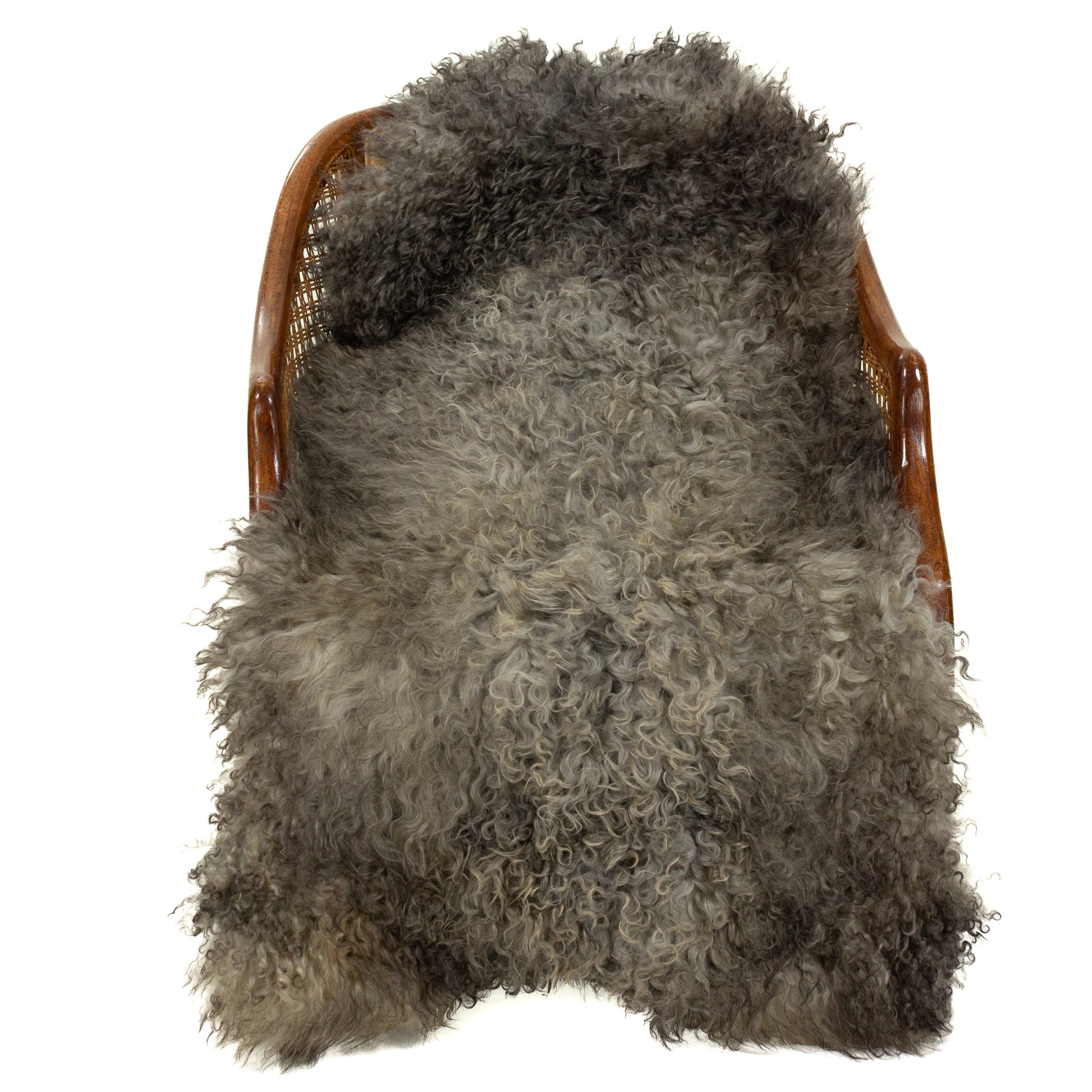 Soft Gray Mix Long Curls Gotland Sheepskin