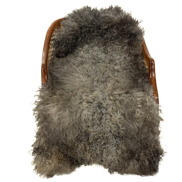 Soft Gray Mix Long Curls Gotland Sheepskin