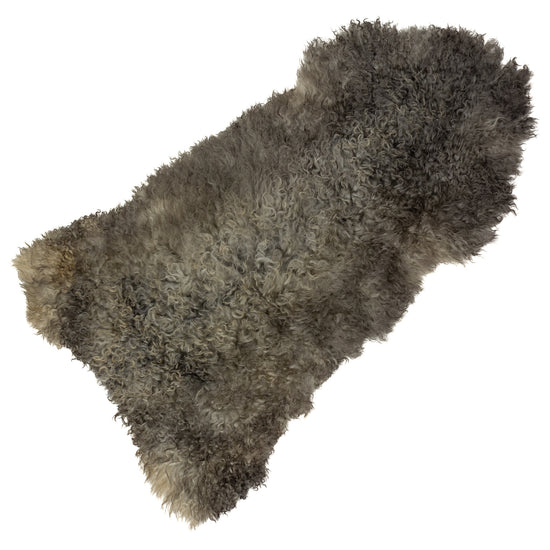Soft Gray Mix Long Curls Gotland Sheepskin Rug