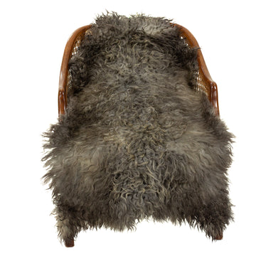 Soft Gray Mix Long Curls Gotland Sheepskin
