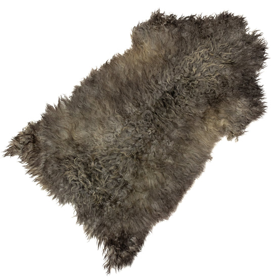 Soft Gray Mix Long Curls Gotland Sheepskin Rug