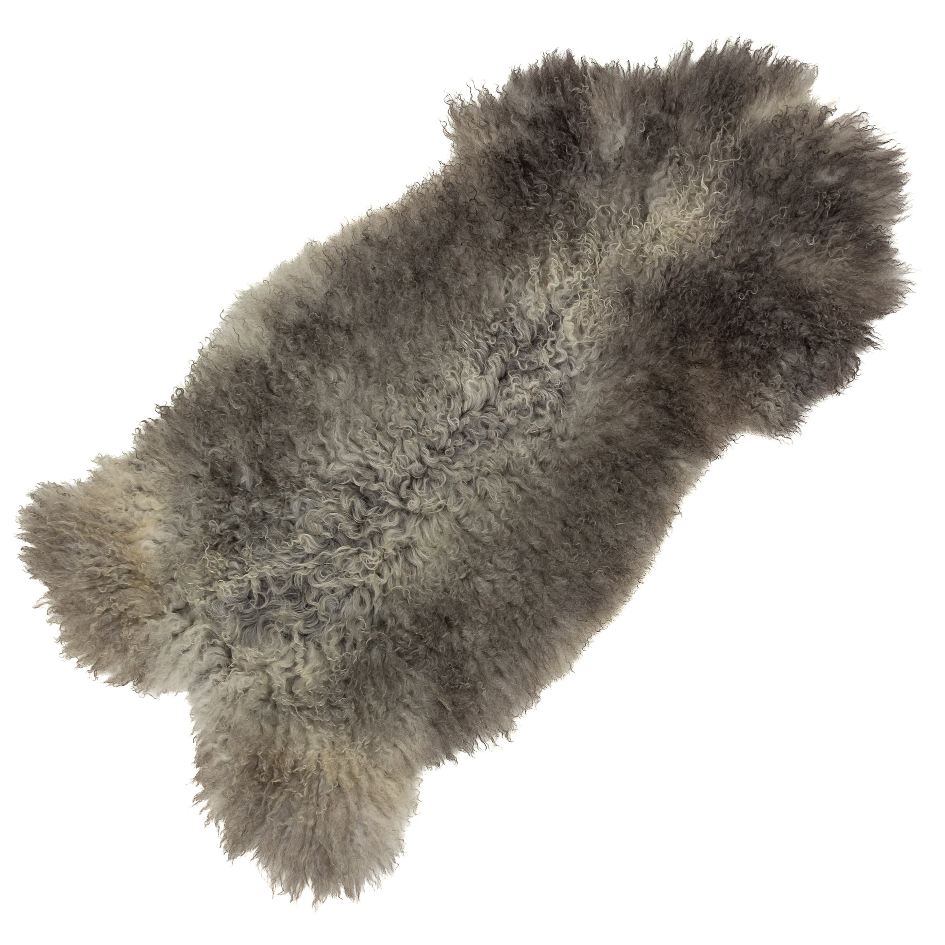 Soft Gray Mix Long Curls Gotland Sheepskin Rug