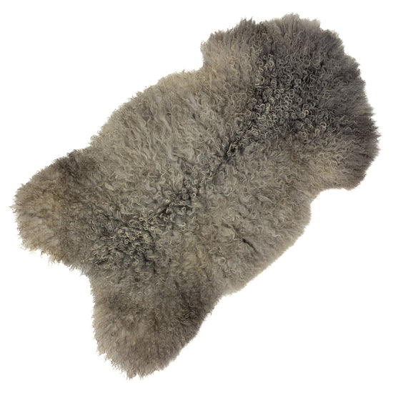 Soft Gray Mix Long Curls Gotland Sheepskin Rug