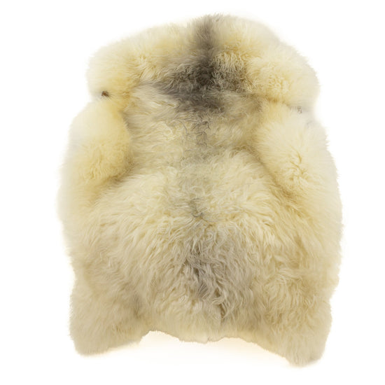 Soft Ivory White w Gray Long Wool Swedish Sheepskin