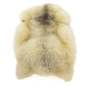 Soft Ivory White w Gray Long Wool Swedish Sheepskin
