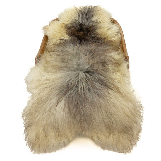 Soft Ivory w Gray Long Wool Swedish Sheepskin