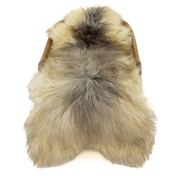 Soft Ivory w Gray Long Wool Swedish Sheepskin