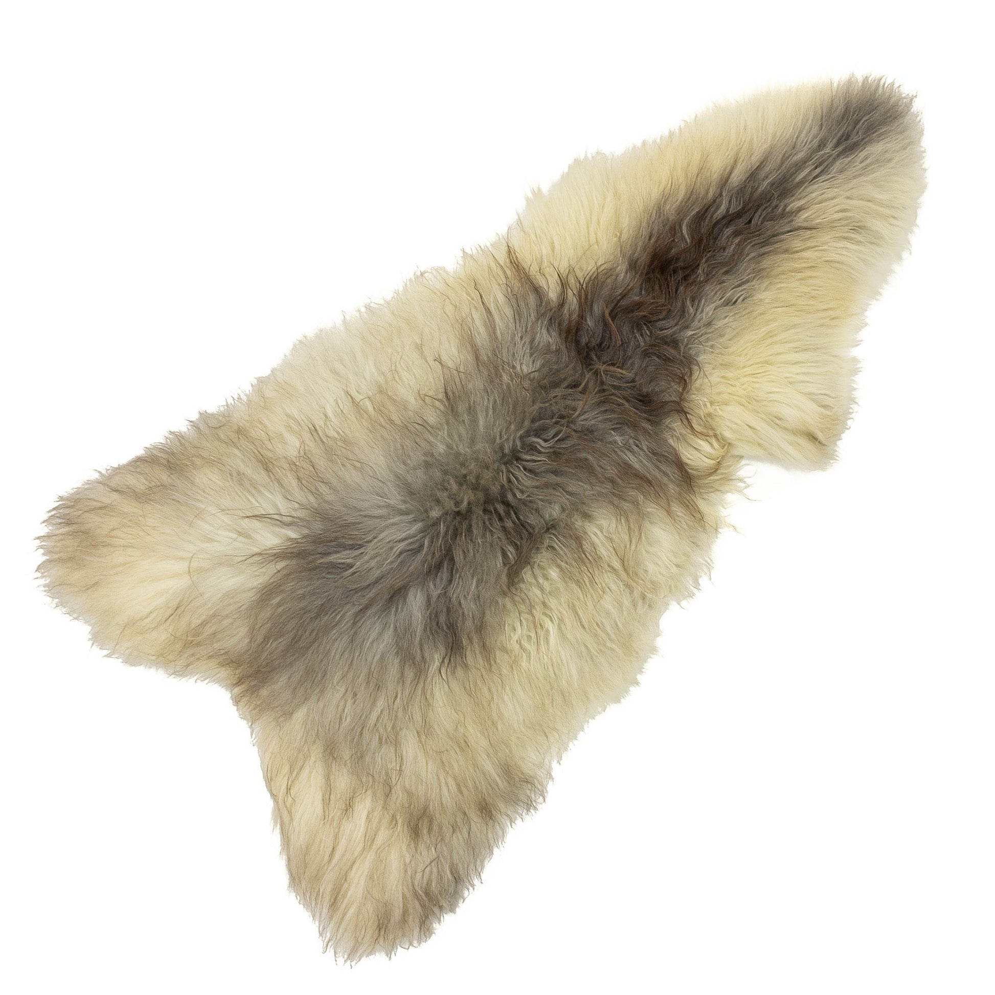 Soft Ivory w Gray Long Wool Swedish Sheepskin