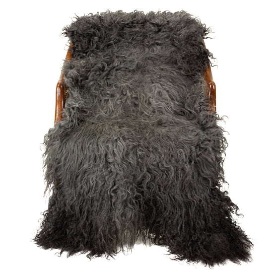 Soft Long Curly Long Hair Dark Gray Swedish Sheepskin