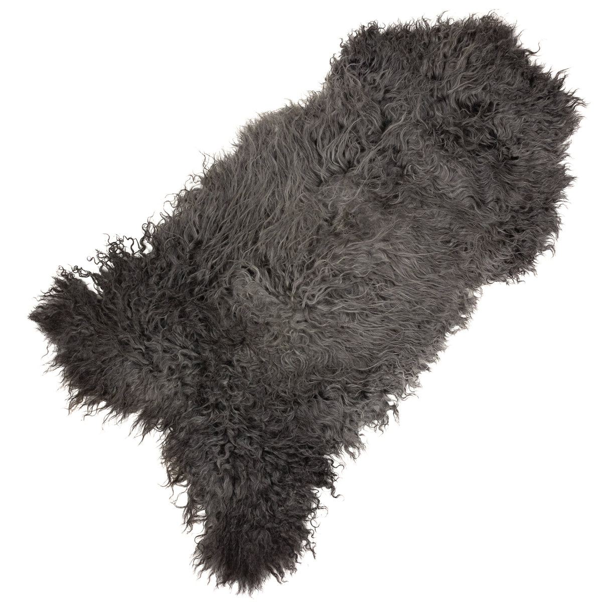 Soft Long Curly Long Hair Dark Gray Swedish Sheepskin Rug